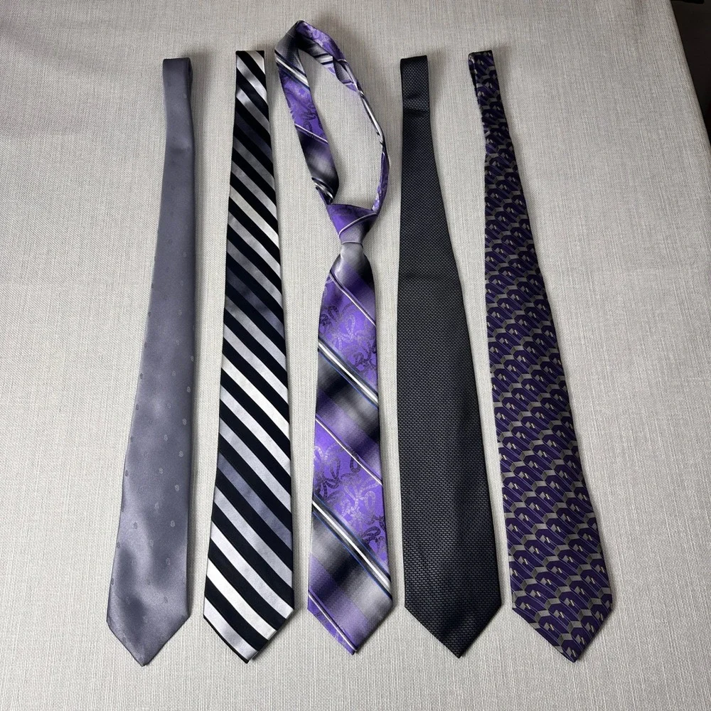 Vintage Classic Purple Grey Necktie Bundle Hennessy George Van Heusen Bill Blass